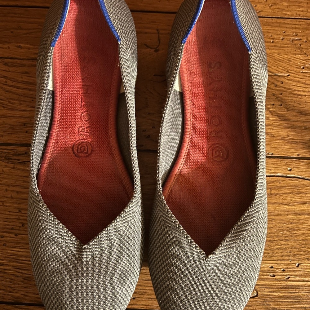 Rothy's Olive Green Knit Flats with Rust Insole